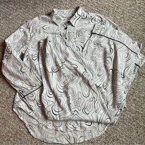 Chalmers Elyse Pajama Set White Black Cotton button up top pants women’s large